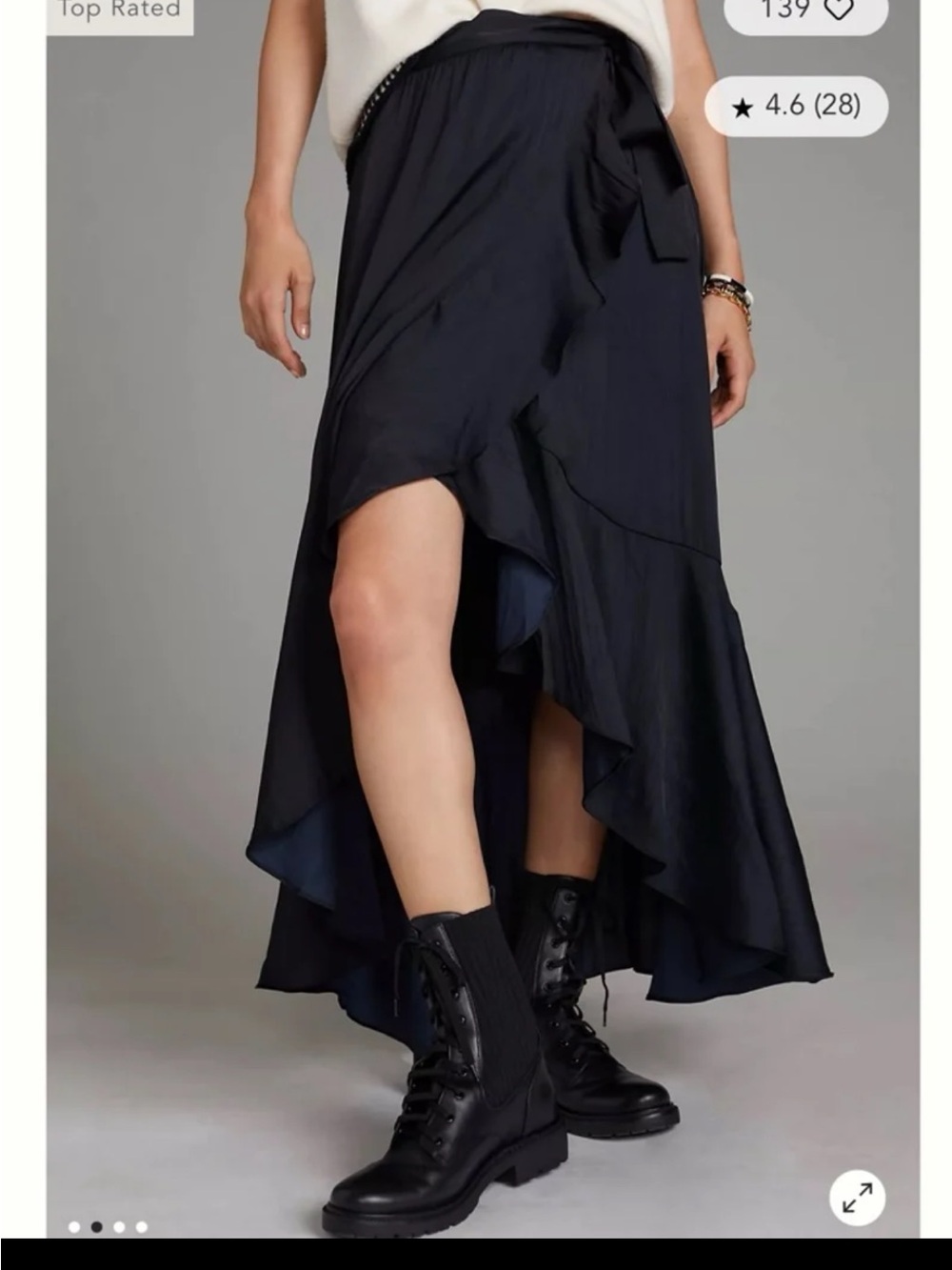 Anthropologie Maeve Ruffle Wrap Midi Skirt in Black Size Medium - Picture 2 of 12